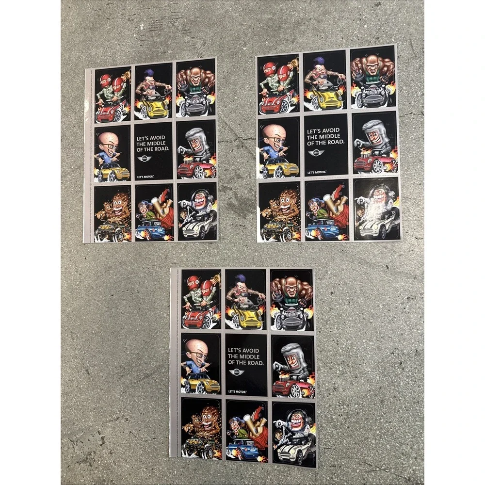 Lot of 3 MINI COOPER AD Pop Out‎ Garbage Pail Kid Type Look (2003)